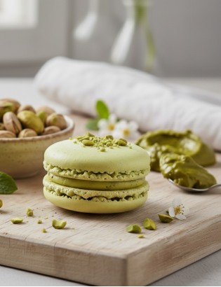 Macaron à la Pistache de planet' macarons gourmand à la base de pâte de pistache.
