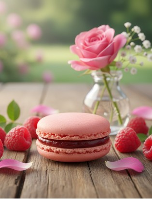 macaron rose et framboise de PLANET MACARONS